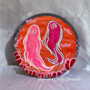 Ghost Art Painting - Pink and Orange